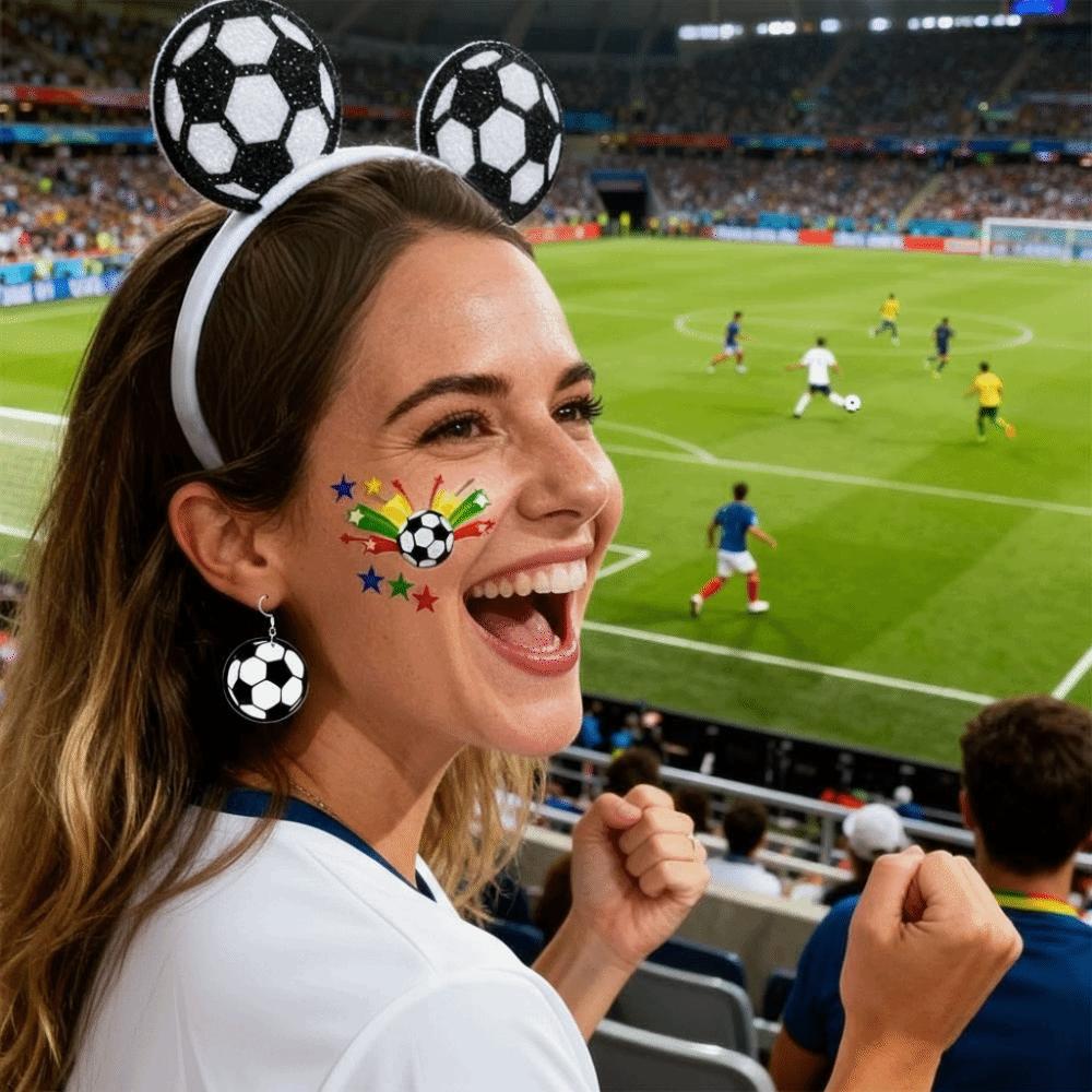 Reusable Soccer Fan Cheering Props Eco-Friendly Lightweight Football Fan Costume Set Temporary Tattoo Stickers Headdress
