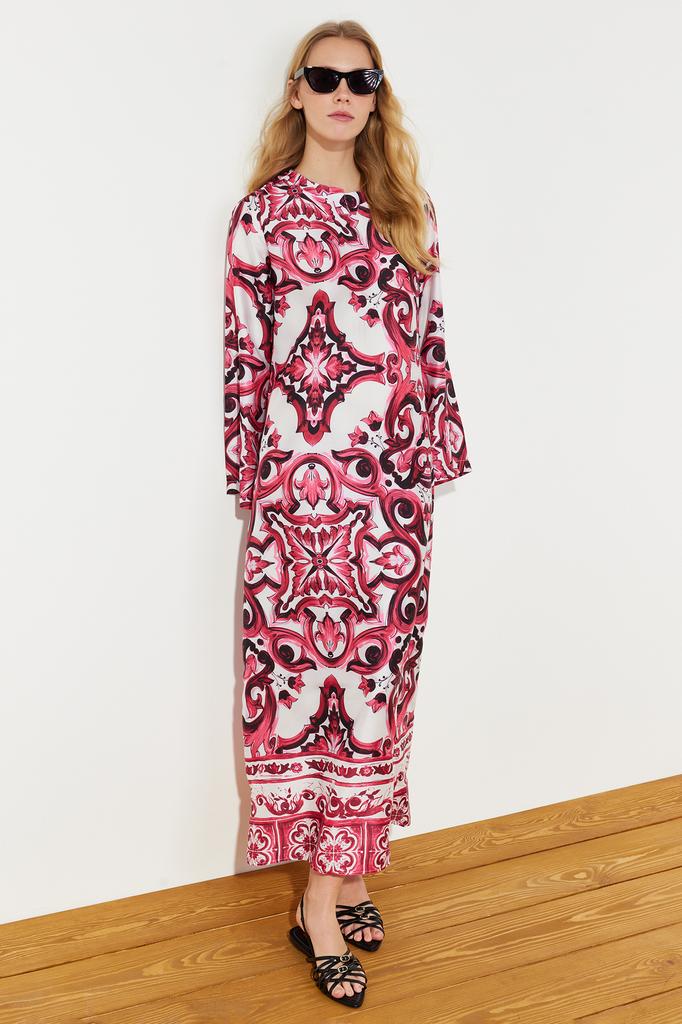 Женская мода новое вечернее платье в хиджабе синее атласное вечернее платье с этническим рисунком