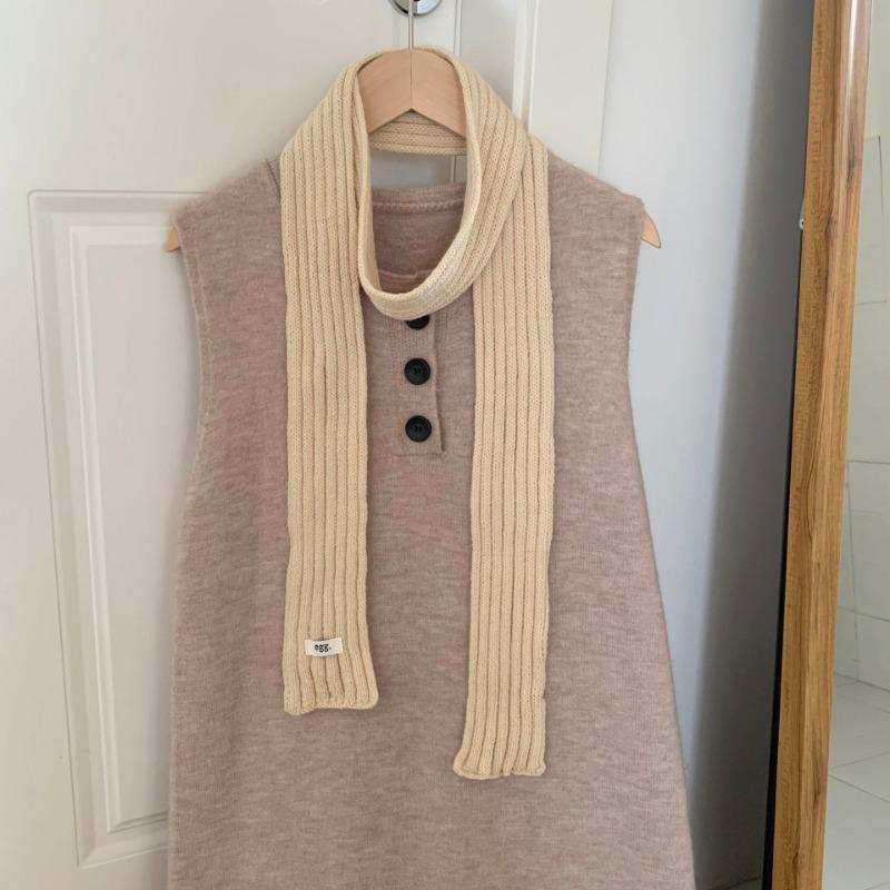 Scarf Atmosphere New Fashion Long Thin Baguette Dopamine Color Knitted Wool Scarf Scarf