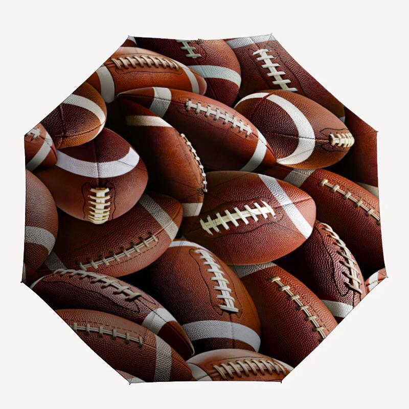 American football Theme Automatic Umbrella, Lightweight & Portable, 8 Rib, Perfect for Outdoor Travel, Birthdays, Christmas, Gifts.