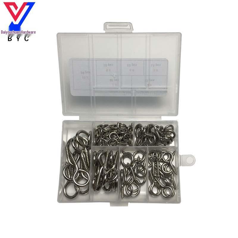 100 Nickel-Plated Eye Hooks: Pointed Tail Sheep Horn Design