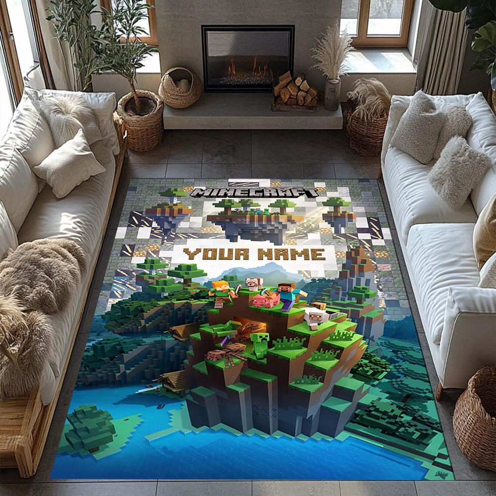 Minecraft Customized Name Area Rug Perfect For Decorate Room Balcony Outdoor Hallway Antislip Rug Anime Office Decor Gift For Festivals