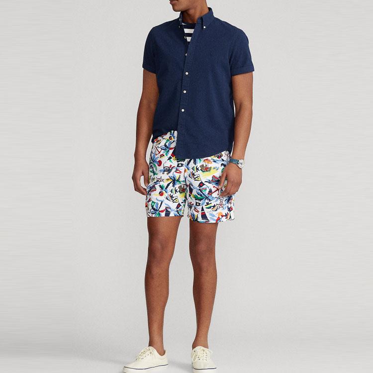 Polo Ralph Lauren SS23 Однотонная однобортная рубашка поло Мужские рубашки темно-синего цвета MNPOWOV1N820308-410