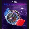 Quartz Watch For Men  Wristwatches Watcholorful Red Bracelet 50M Waterproof Alarm Clock Analog Digitals Sport Watches