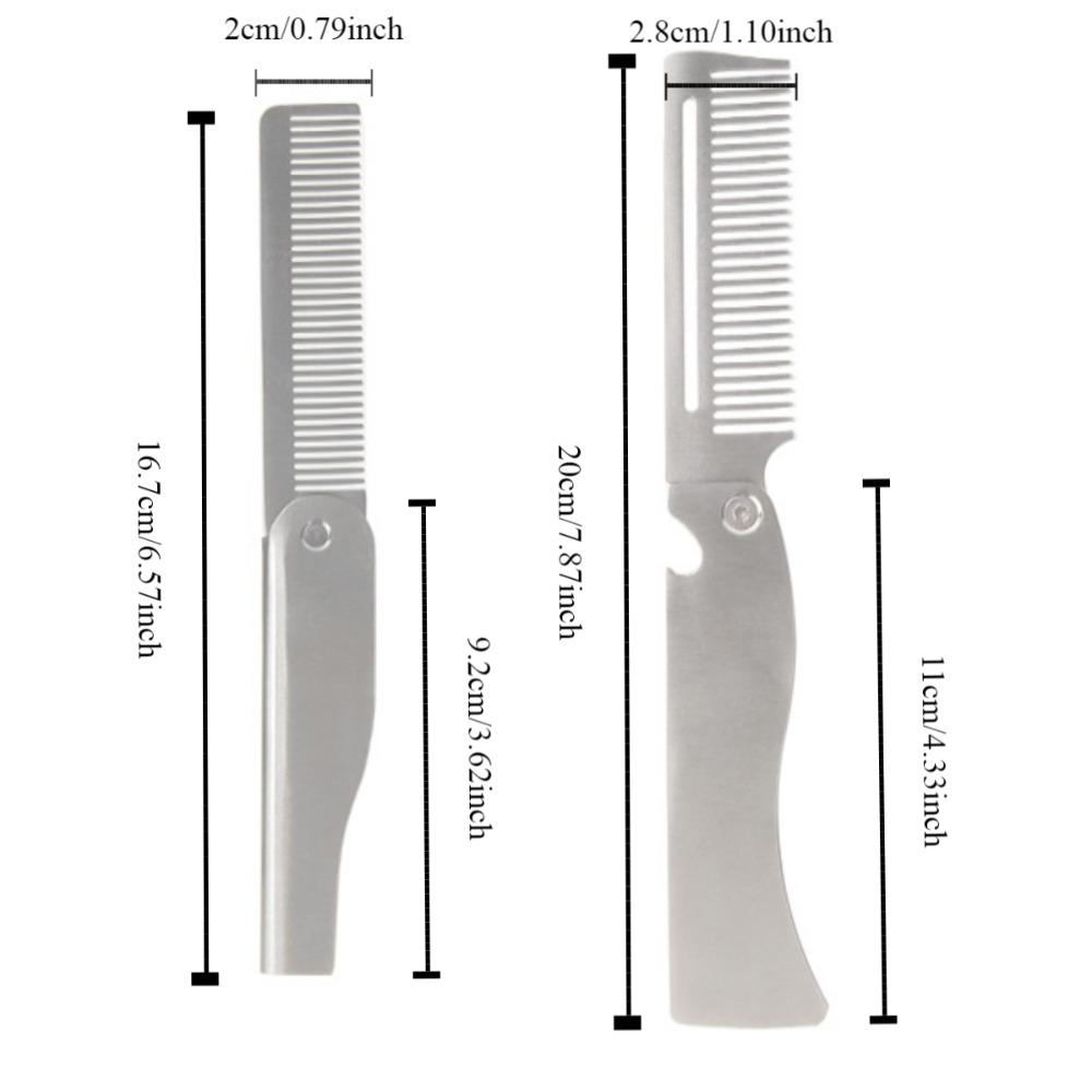 Beard Comb Folding Pocket Beard Combs Hairdressing Hair Styling Comb Portable Steel Combs Salon