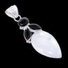 Moon Agate, Black Onyx Gemstone 925 Sterling Silver Jewelry Pendant 2.5"  AH-3305