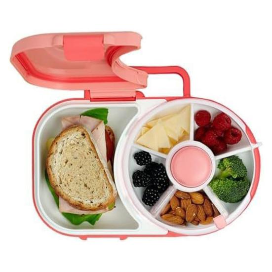 Детский ланч-бокс, вращающийся органайзер для закусок, 5-секционный бенто-бокс с маленьким вращающимся контейнером для закусок, откидной контейнер для ланча для школы, путешествий