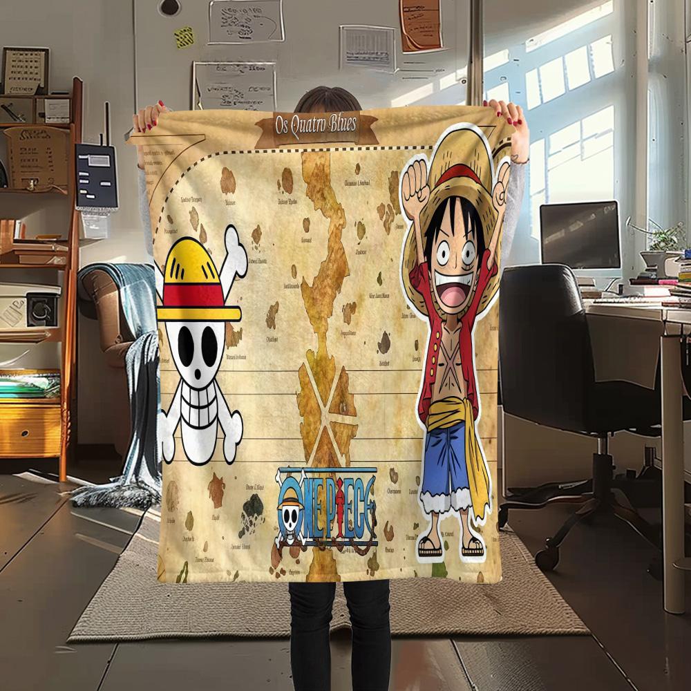 1PC One Piece Monkey D Luffy Patterned Flannel Blanket Suitable For All Seasons For Home Decor Warmth And Comfort Gifts Holiday Present