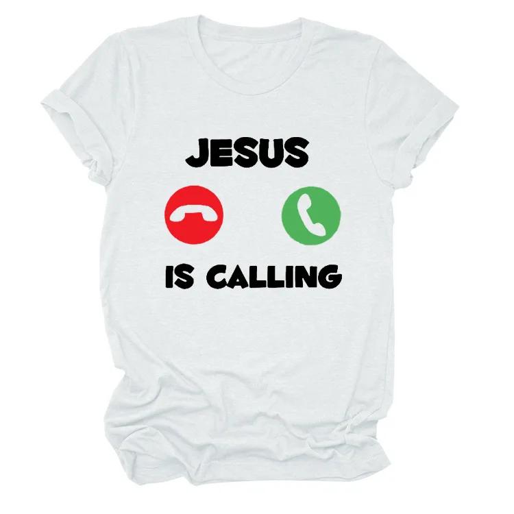 JUSUS iS CALLING Футболка с буквенным принтом Женская футболка с коротким рукавом и круглым вырезом Свободная женская футболка Женская летняя футболка Топы Одежда