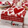 Party Table Runner Heart Print Thickened Heat-Resistant 2 Sizes Easy Care Non-Slip Valentines