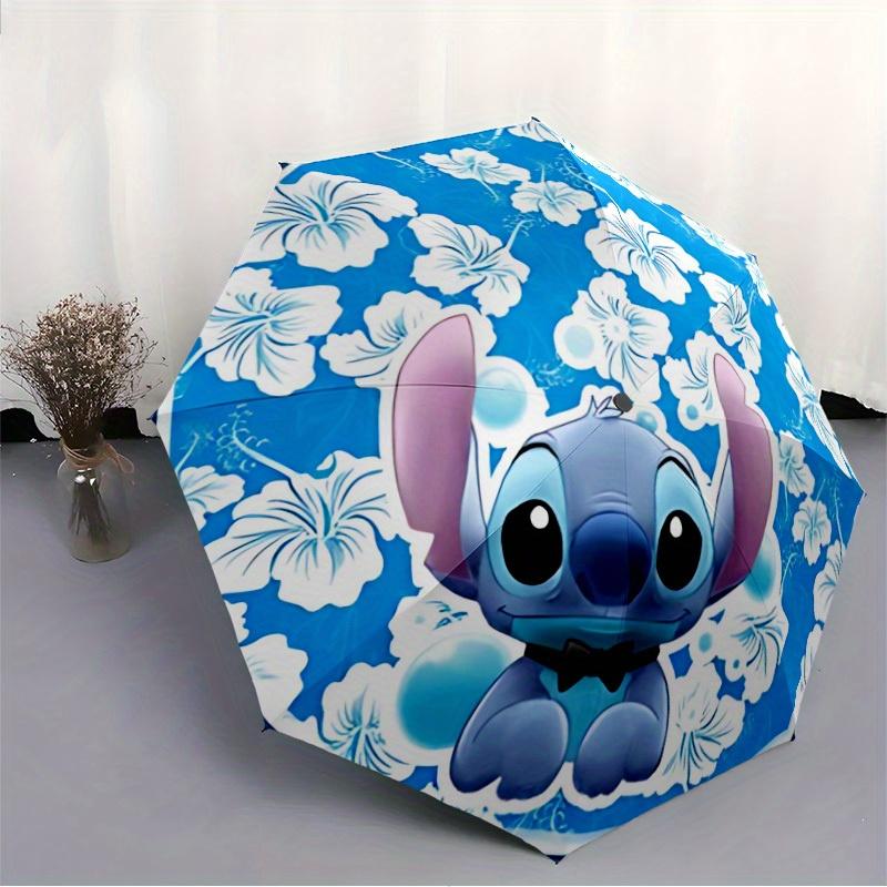 1pc Stitch Automatic Folding Umbrella: Compact 8-rib Design Cartoon Travel Companion for Outdoor, Casual Accessory