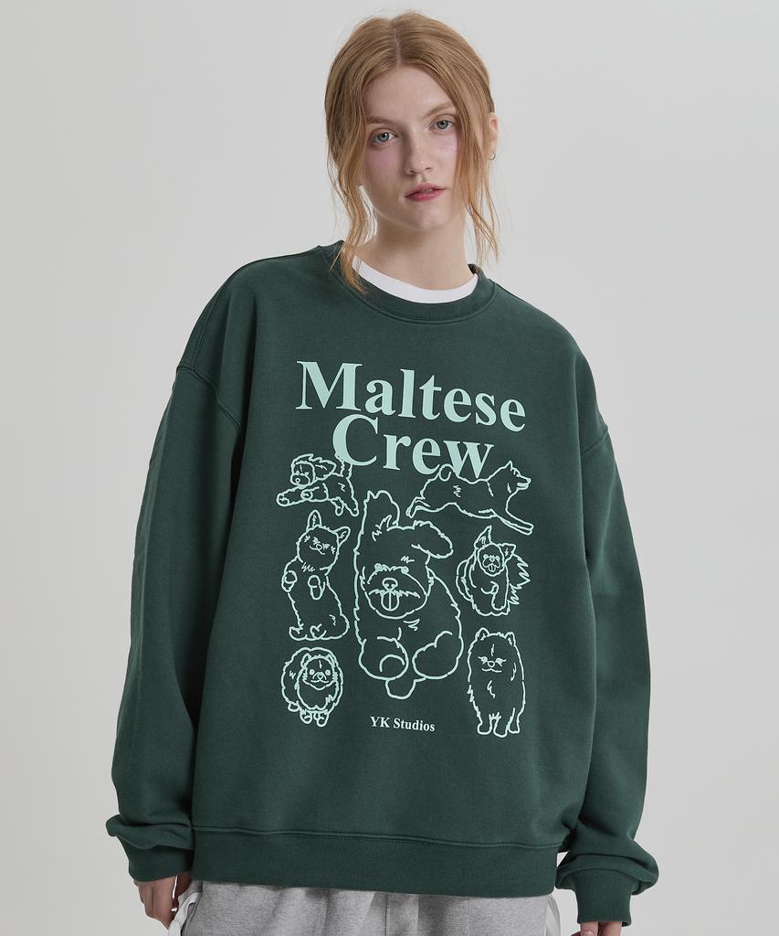 WAIKEI Maltese Crew Line Graphic Sweatshirt Green