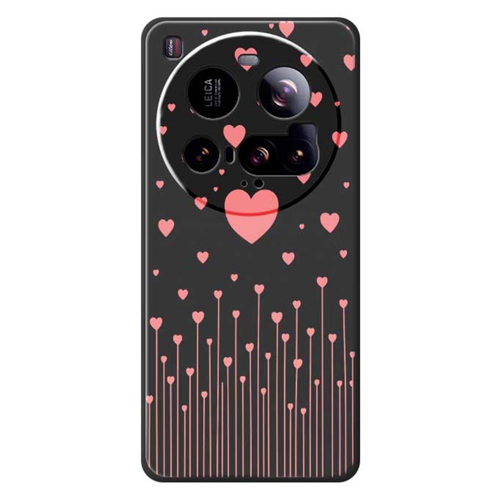 Для Xiaomi 15 Ultra Чехол Розовый Принт с Любовным Узором Прямые Края ТПУ Задняя Крышка для Телефона