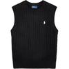 Polo FW25 Хлопковый пуловер без рукавов с кабельной вязкой Женские топы Черный WMPOSWENC021296-001