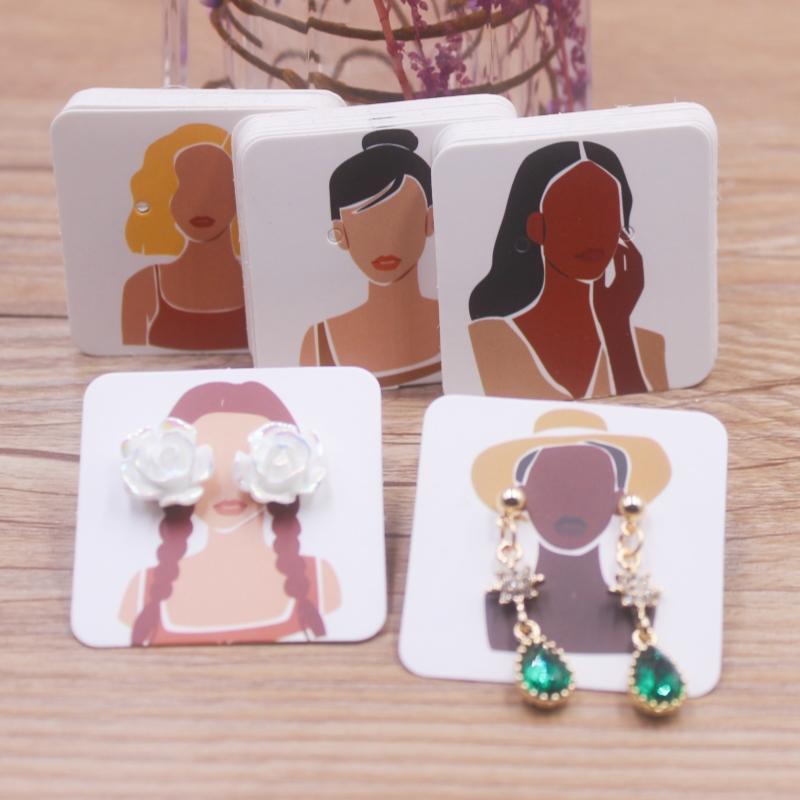 100 шт. 4 x 4 см новые роскошные ювелирные изделия жемчужная пудра бумажные карточки для демонстрации сережек, серьги, этикетки для упаковки сережек