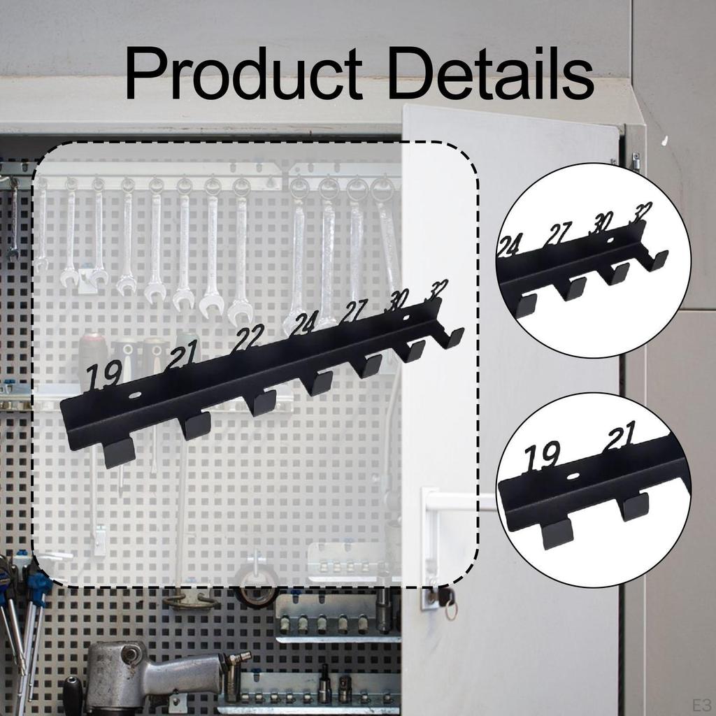 Настенная стойка для хранения инструментов для гаечных ключей с пронумерованными крючками