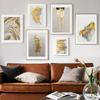 In Gold Leaf Block Modern Golden Feather Print Poster Abstract Painting Modern Wall Art Image For Living Room Sailor Decoration