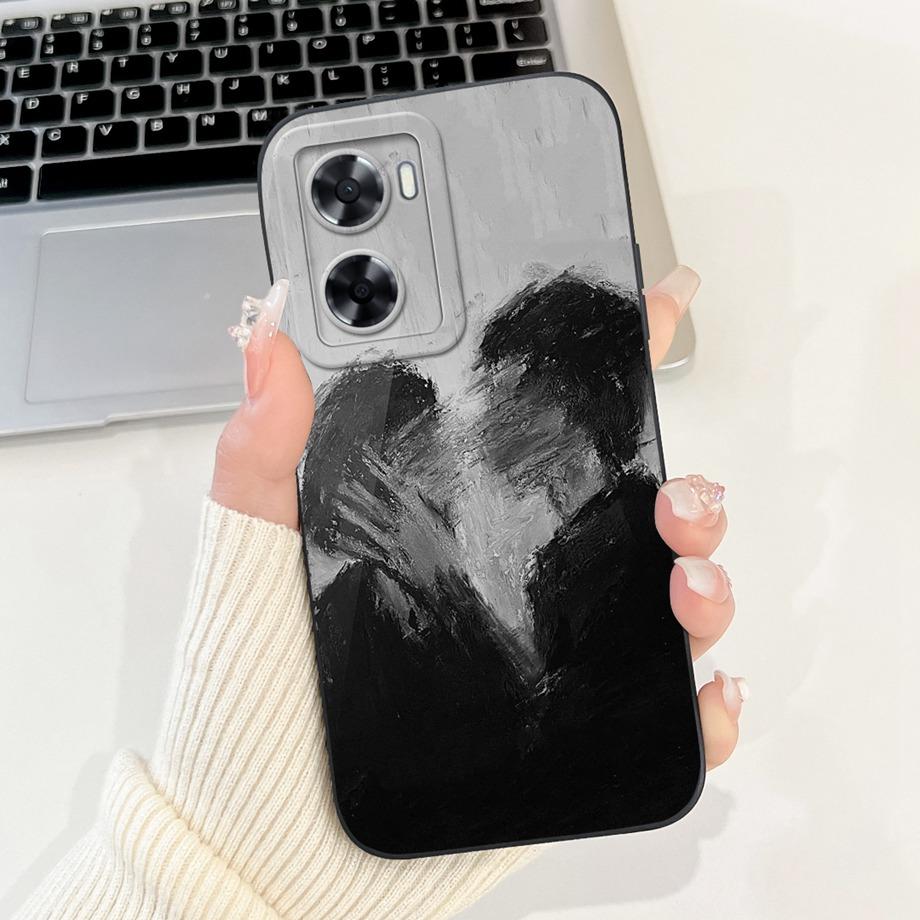 For Oppo A57 A57s A57e A77 A77s 4G Phone Case Oppo A77 5G A56s Back Cover Soft Liquid Silicone Pnada Rabbit Flower Cute Bumper