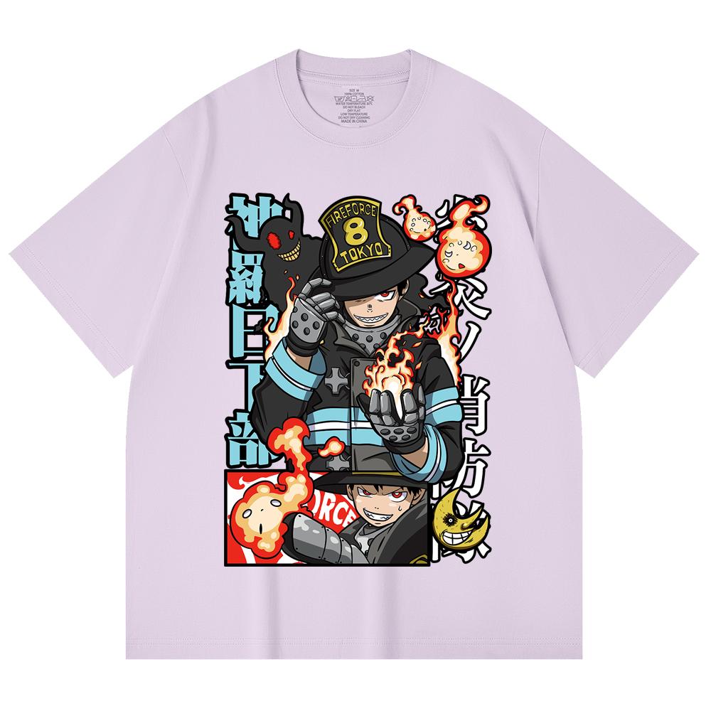230 Gsm 100% Cotton Fire Force V2 Print Unisex Heavy Cotton T Shirt