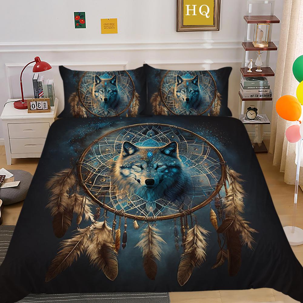 Домашнее постельное белье с принтом волка, комплект постельного белья из микрофибры королевского размера, мужской мягкий домашний текстиль высокого качества