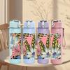 1PC Tropical Leaf Flower Pattern 750ml Color Plastic Sports Water Bottle Leakproof Flip Straw Lid Suitable for Sports Office Home Use