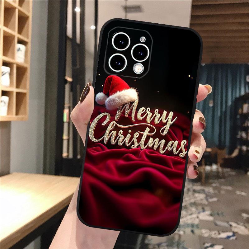 Чехол для телефона Carcasa Funda Для iPhone 17 Pro Max Air 16 15 14 13 Pro Max 15 16 Pro 15Plus Чехол Санта Рождественская елка