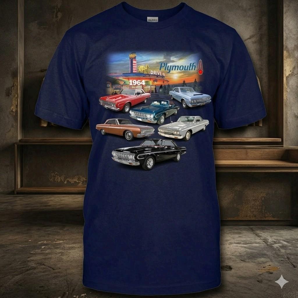 1965 Plymouth Classic Car T-Shirt Vintage Auto Graphic Unisex T-shirt