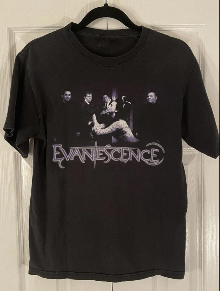 Винтажная футболка унисекс в стиле турне рок-группы Evanescence 2004 года, Evanescence Black