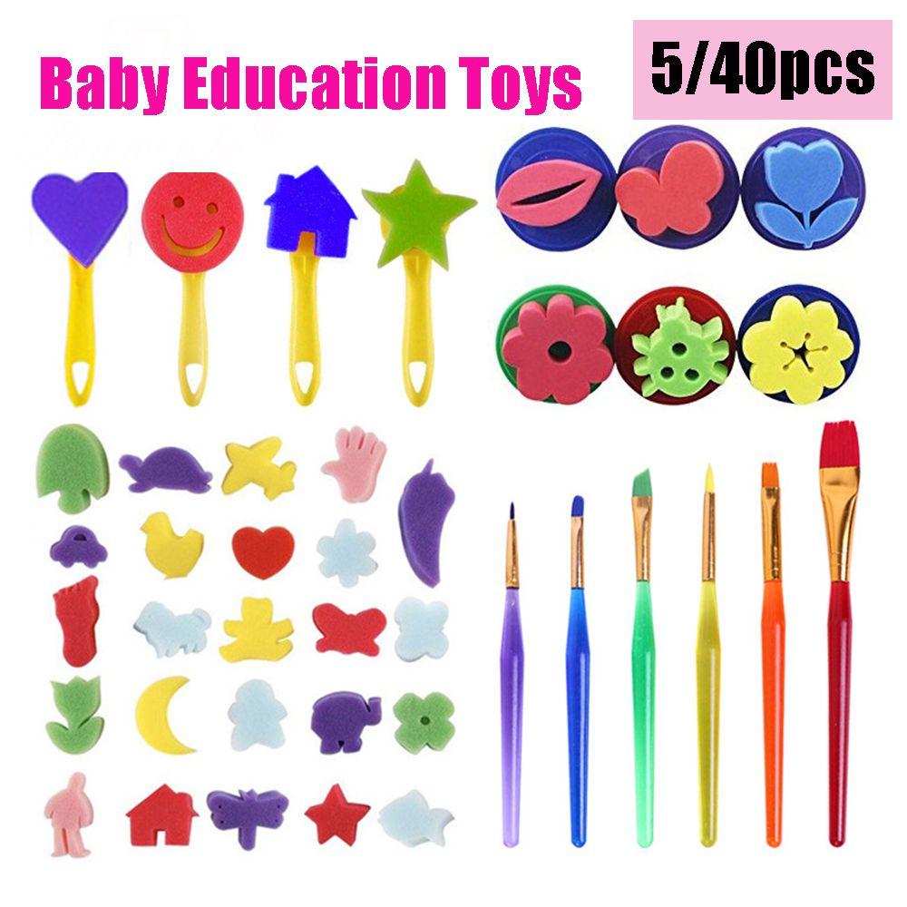 Children Toddler Children Painting Brush Flower Pattern Kids Paint Brushes Sponge Kids Paint Tool