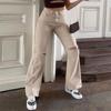 Spring 2022 Womens Fashion High Waist Ripped Hole Women's Wide Leg Jeans Baggy Woman Denim Cargo Pants Jean Mom Jeans Trousers