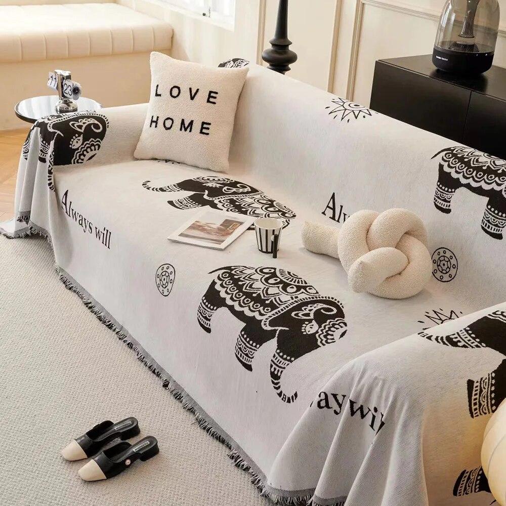 Printed Sofa Cover Blanket for All Seasons All-inclusive Sofa Towel Chenille Cover Living Room Anti-cat Scratch Sofa Cover