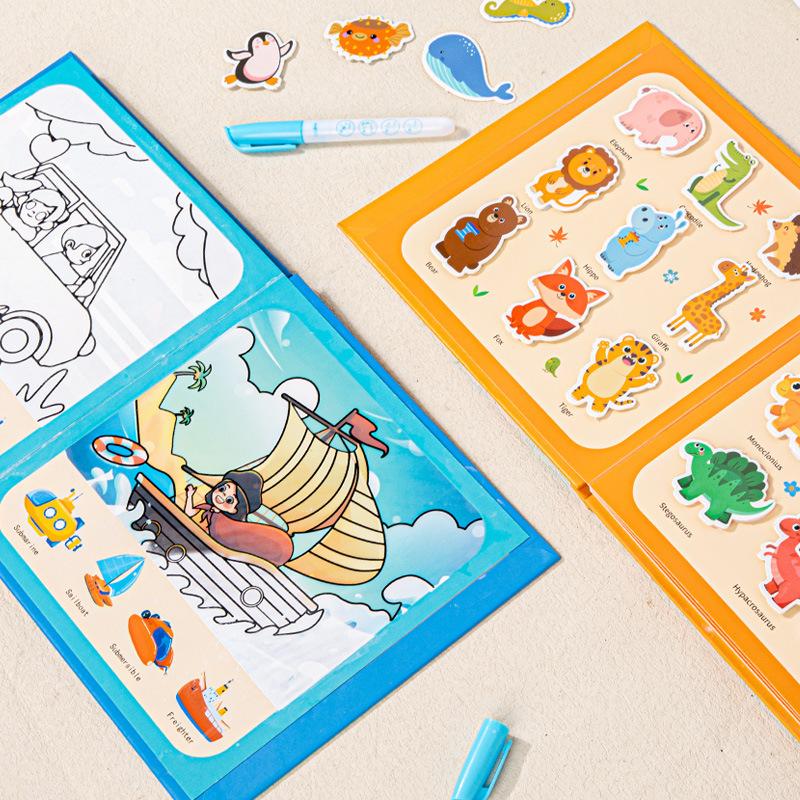 Magic water painting book graffiti repeated painting quiet book fountain pen tear water coloring baby painting book water painting album