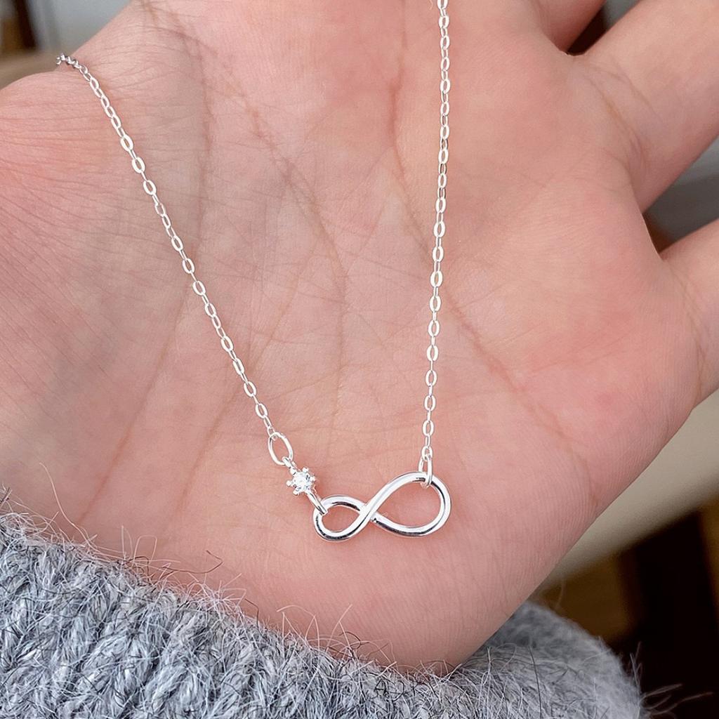 Sterling silver infinite symbol zircon necklace ins simple temperament niche design high sense infinite collarbone chain