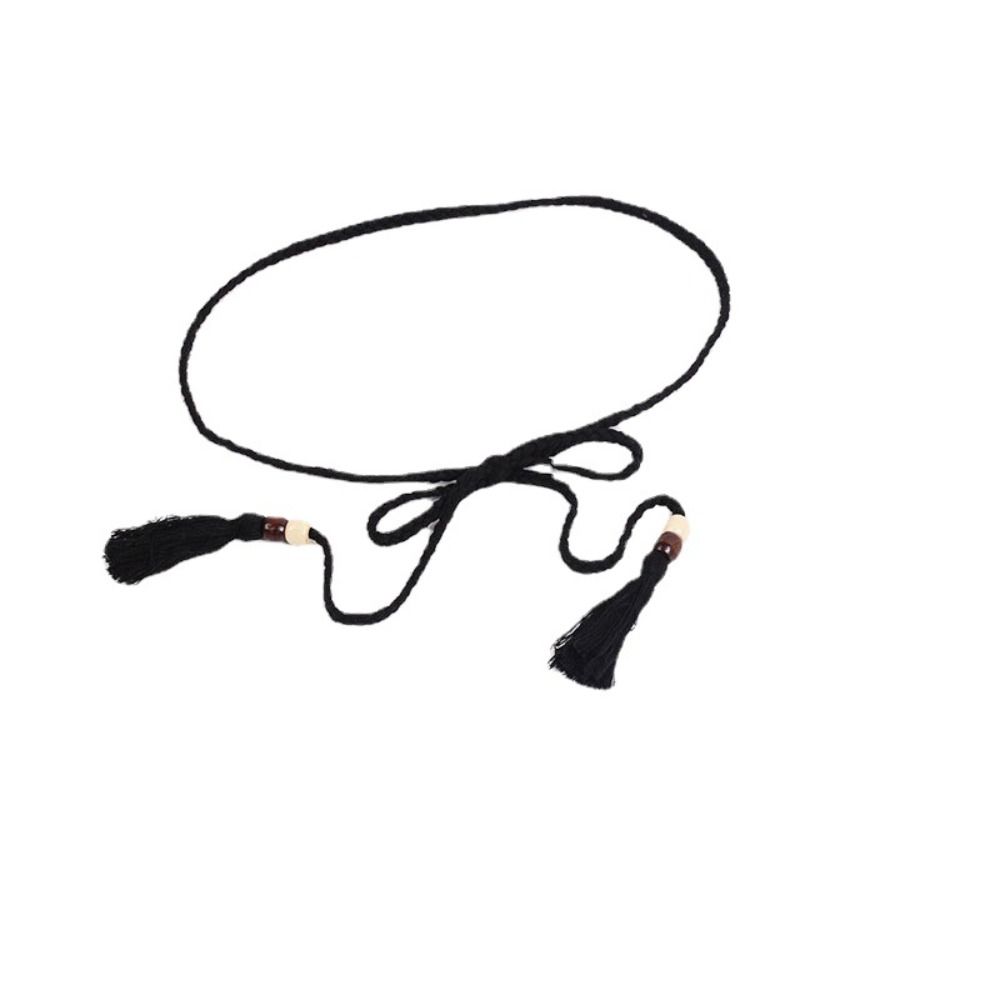 Solid Color Boho Rope Chain Tie Waistband Fashion Accessories Tassel Dress Belt for Beginners