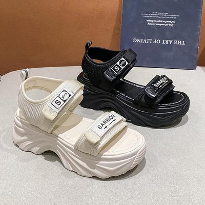 Женские спортивные сандалии на платформе, новые летние женские туфли на платформе в корейском стиле, повседневные сандалии на танкетке с застежкой-липучкой, сандалии на скрытом каблуке