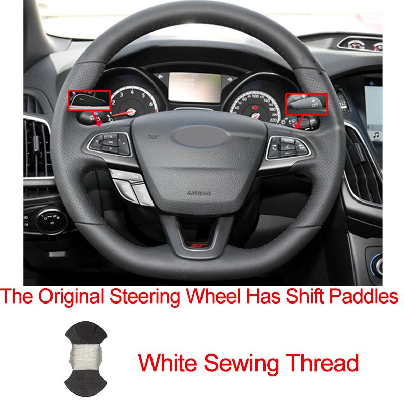 Hand Sewing Car Steering Wheel Cover Wrap For Ford Focus (RS | ST | ST-Line) 2015-2018 Kuga (ST-Line) Ecosport (ST-Line)