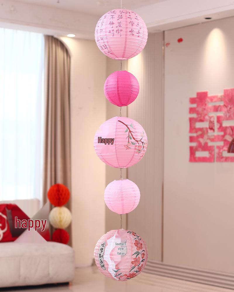 Набор для украшения китайской свадебной комнаты «Двойное счастье» с фонариками и сотовыми украшениями для спальни, реквизит для фото