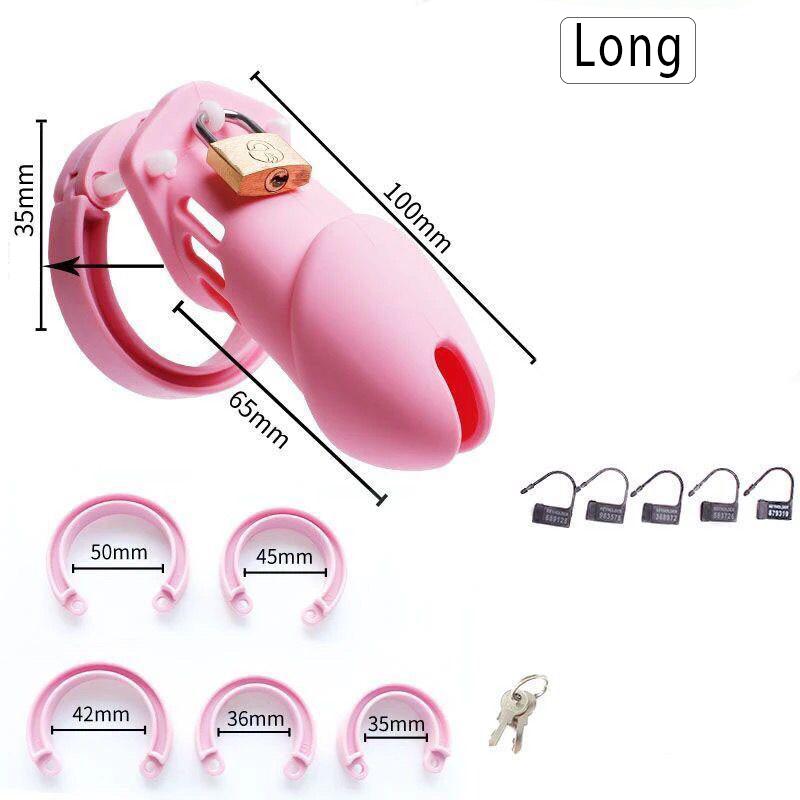 Silicone Urethra Chastity Lock with 5 Snap Ring Penis Bondage Adult Men's Chastity Cage Cock Restriction BDSM Abstainer Sextoys