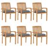 Stackable Garden Chairs with Cushions, vidaXL 6 Pcs Solid Teak.