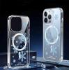 Синий Снежинка Магнитный Прозрачный Чехол для iPhone 15/16/17 Pro Max - Защита по всей поверхности