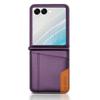 Применимо к чехлу для мобильного телефона Samsung Z Flip7/8 Flip3/4/5/6 сшитый чехол-раскладушка из кожи с карманом для карт кошелек