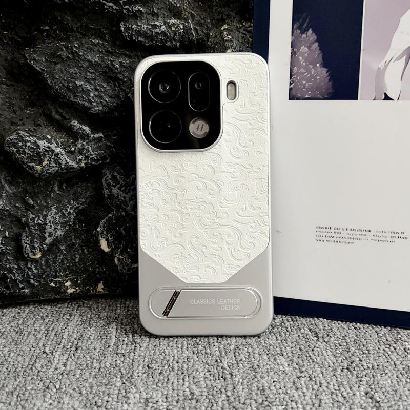 Для Oppo Find X9 X8 Pro Ultra Кожаный чехол с тиснением в виде дракона, невидимая металлическая подставка, защита от отпечатков пальцев, удобный захват