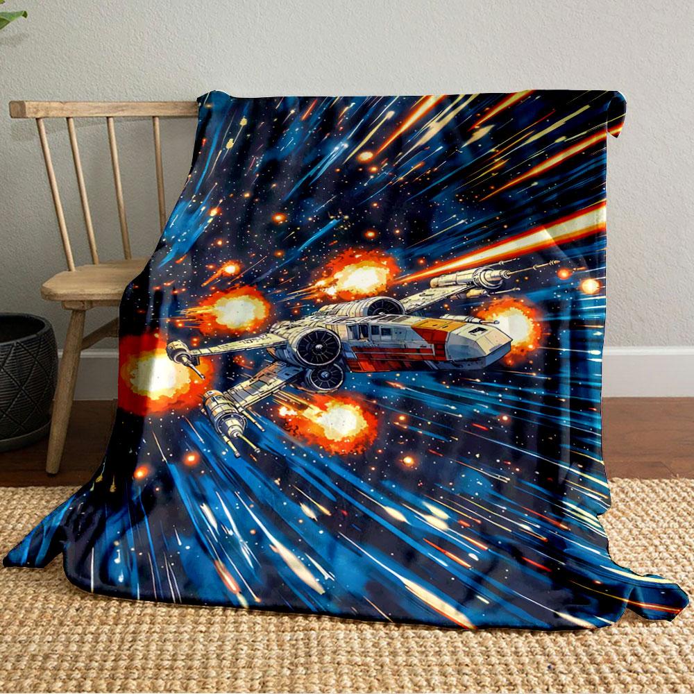 Spaceship Battle in Galaxy for all seasons blanket lunch break throw gift