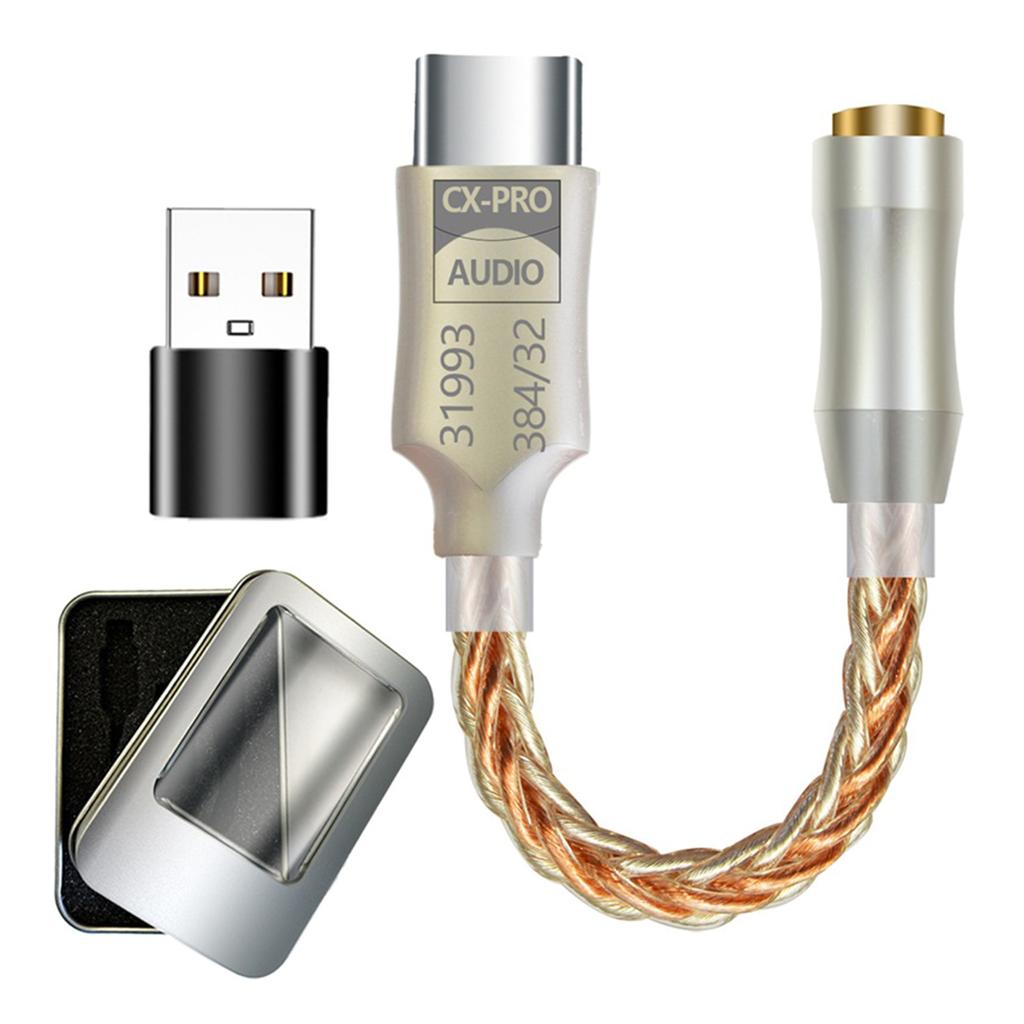 USB CC 32 бит 384 кГц USB C на 3,5 мм декодер адаптер с чипом CX31993 USB C адаптер для наушников 3,5 мм C адаптер