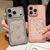Чехол-кошелек с карманом для карт из ТПУ для iPhone 17 Pro Air 16e 16 15 14 13 Pro Max 12 11, цветной, с узором в виде сердечек, мягкая задняя крышка