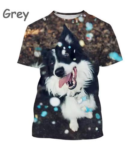 Border Collie 3D Printed T-Shirt Cute Puppy Printed O-Neck Short Sleeve T-Shirt Men Women Men