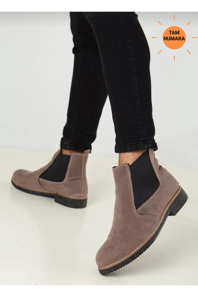 Men's Fashion Suede Flat Heeled Booties Bootie Chelsea Daily Black Suede Boots Shoes