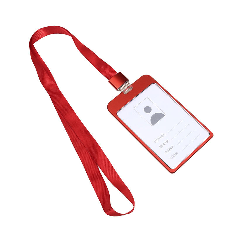 Metal Clip Buckle Aluminum Alloy Work Badge Card Holder Certificate Lanyard Chest Hanging Neck Brand Card Holder with Lanyard Rope Card Holder