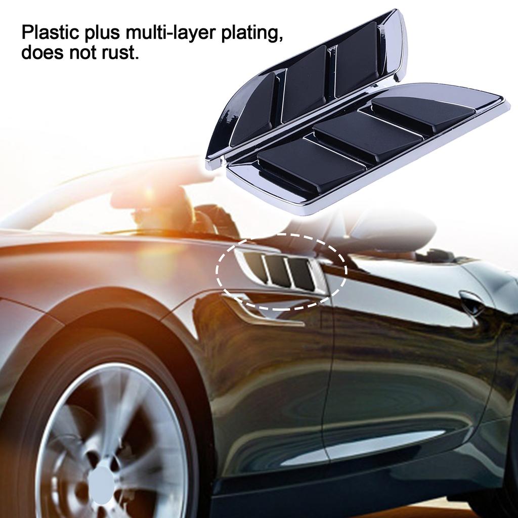 2Pcs/Set Car Side Air Flow Vent Hole Cover Fender Bonnet Vent Grille Duct Decor Car Styling Shark Gill Decoration Sticker