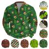 Mens Christmas Zip Up Sweatshirts Xmas Stand Collar Pullover Tops